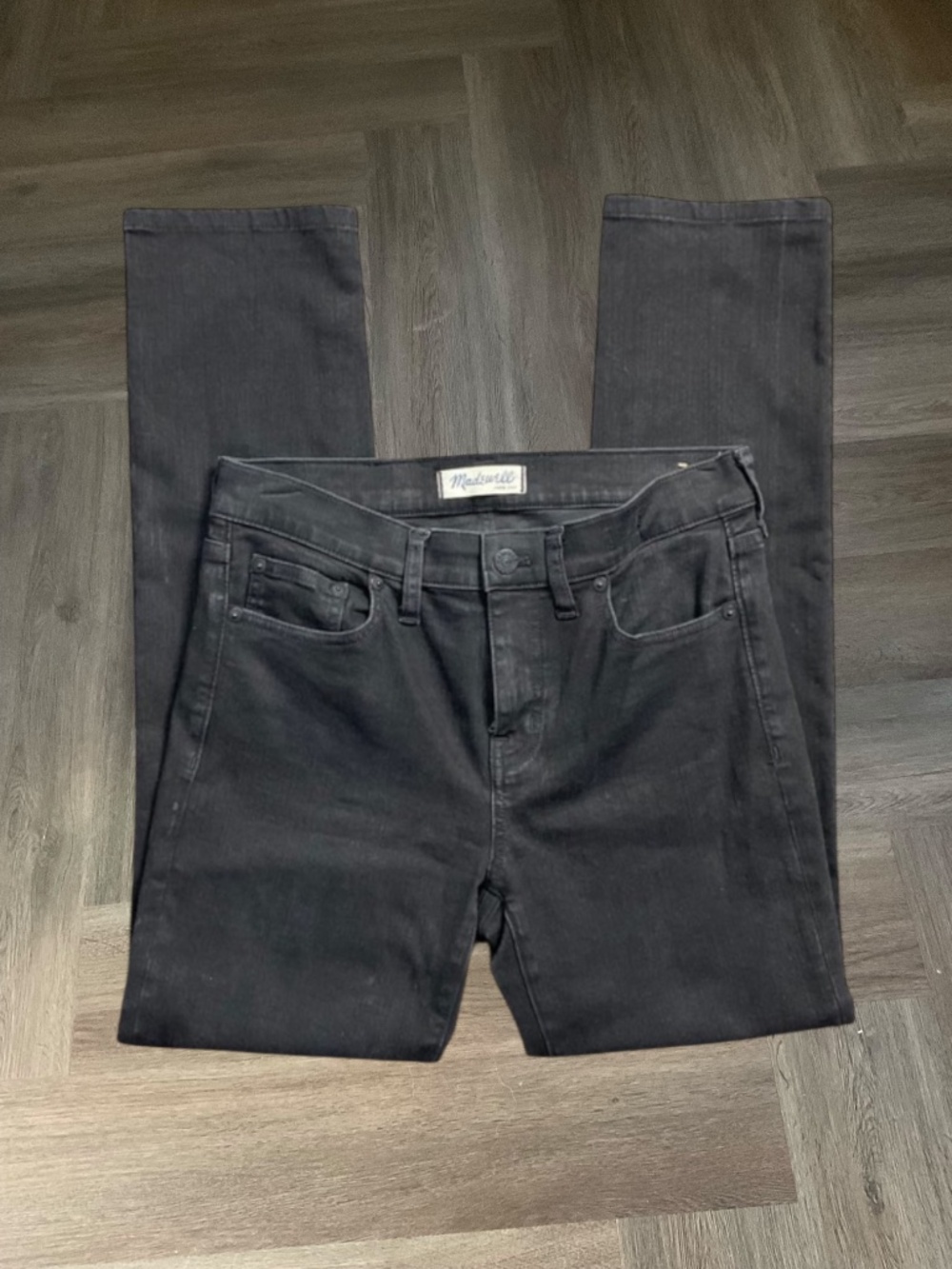 Madewell Alley Straight High Rise Stretch Denim Jeans Womens 28 Black Classic